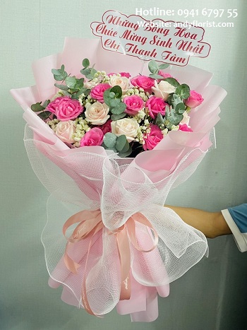 ADF231 - Bó Hoa Tone Hồng