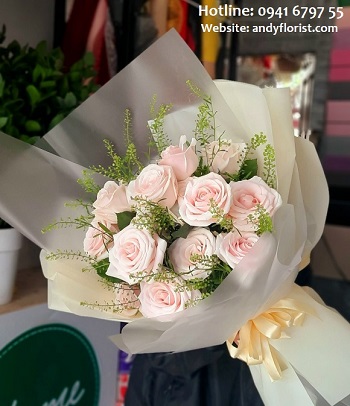 ADF606 - Bó Hồng Kem Tươi