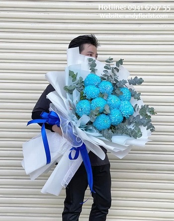 ADF1122 - Bó Cúc Mẫu Đơn Xanh