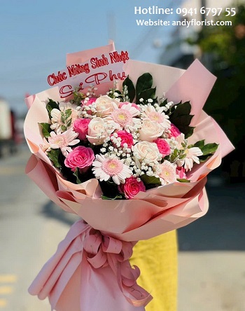 ADF1144 - Bó Hoa Hồng Pastel