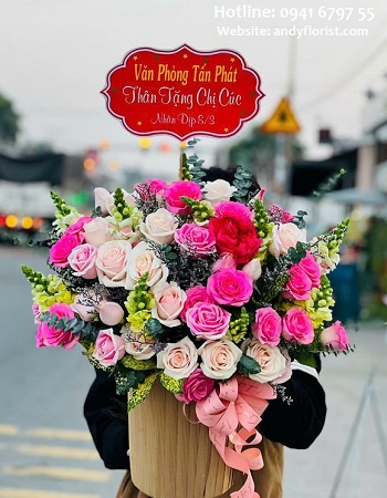 ADF1387 - Lẵng Hồng Sen Mới