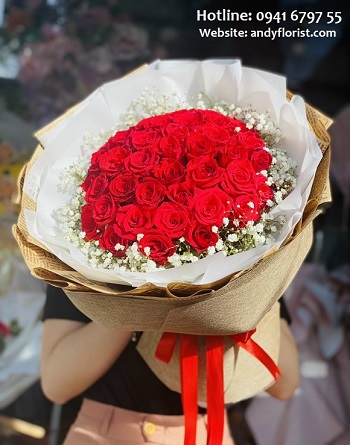 ADF1390 - Bó Hồng Đỏ Cô Dâu