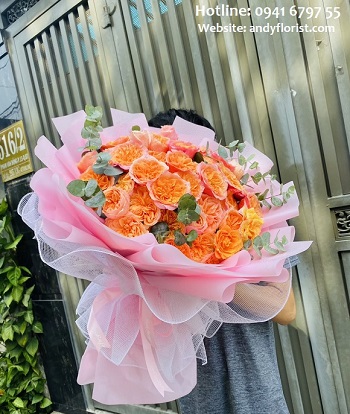 ADF1802 - Bó Hồng Cam Ngoại