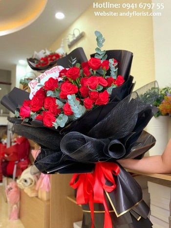 ADF2273 - Bó Hồng Ghim Đỏ